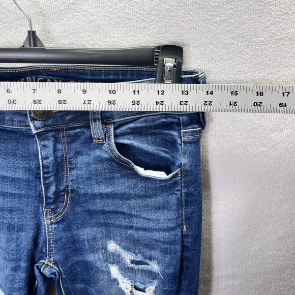 American Eagle Distressed Next Level Stretch Jeggings Womens 2 Blue Denim 2499 - Picture 5 of 10